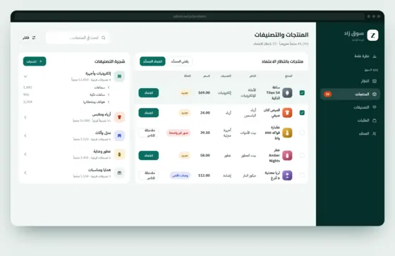 المنتجات والتصنيفات
